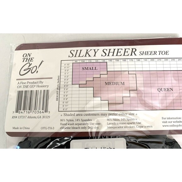 On The Go Black Lace Top Thigh High Silky Sheer Leg & Toe Queen Black Brand New - Picture 3 of 4